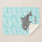 けいき水彩ドルフィンウェーブ シェルパブランケット (正面(横))