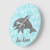 けいき水彩ドルフィンウェーブ ラージ壁時計 (傾斜)