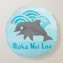 けいき水彩ドルフィン波エンジニアリバーシブル ラウンドクッション