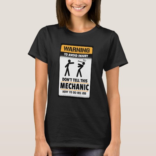 けがを警告避けるためにこの整備士を伝えない Tシャツ (正面)