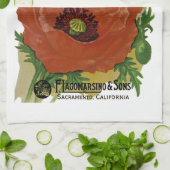 けし油の包みのラベル キッチンタオル (折り畳み)