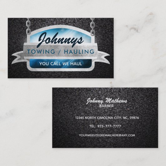 けん引，スローガンの名刺を引っ張る 名刺 (正面/裏面)