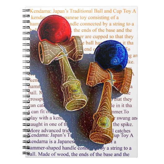 けん玉、赤、青のカラーインクスケッチ ノートブック (正面)