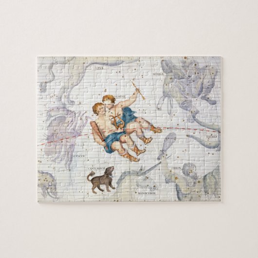 こいぬ座、プレート13を持つジェミニの星座 ジグソーパズル (横)