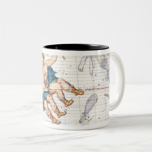 こいぬ座、プレート13を持つジェミニの星座 ツートーンマグカップ (正面右)
