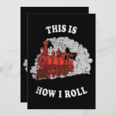 こうして私は機関車転がが子供のボーを列車する 招待状 (正面/裏面)