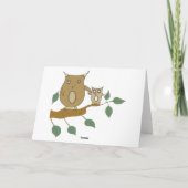 こうのとりおよびベビーのフクロウの新生児 カード (裏面)