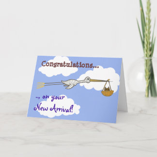 こうのとりおよびベビーのフクロウの新生児 カード