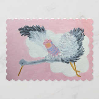 こうのとりおよび女の赤ちゃんの発表カード 案内状