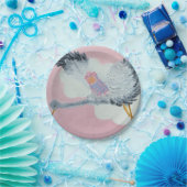 こうのとりおよび女の赤ちゃんの紙皿 ペーパープレート (パーティー)