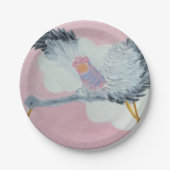 こうのとりおよび女の赤ちゃんの紙皿 ペーパープレート (正面)