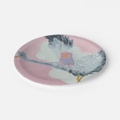 こうのとりおよび女の赤ちゃんの紙皿 ペーパープレート (アングル)