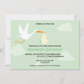 こうのとりのベビーシャワーの招待状-男の子か女の子 招待状 (正面)