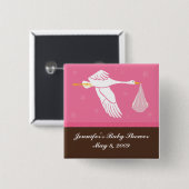 こうのとりのベビーシャワーPin -ピンクかブラウン 缶バッジ (正面&裏面)