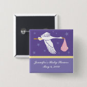 こうのとりのベビーシャワーPin -紫色 缶バッジ (正面&裏面)