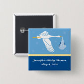 こうのとりのベビーシャワーPin -青 缶バッジ (正面&裏面)