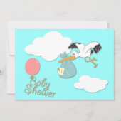 こうのとりのベビー配達、ベビーシャワーの招待 招待状 (正面)