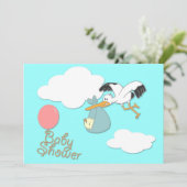 こうのとりのベビー配達、ベビーシャワーの招待 招待状 (スタンド正面)