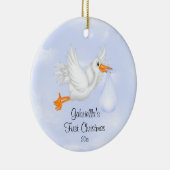 こうのとりの男の子のベビーの初めてのクリスマスのオーナメント セラミックオーナメント (右)