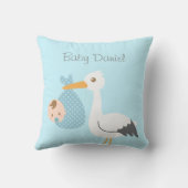 こうのとりはかわいい男の赤ちゃんの子供部屋部屋の装飾を渡します クッション (裏面)