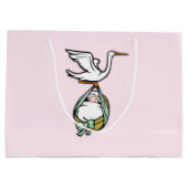 こうのとりは女の赤ちゃんを運びます ラージペーパーバッグ (裏面)