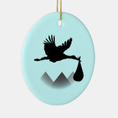 こうのとり及びベビー セラミックオーナメント (右)