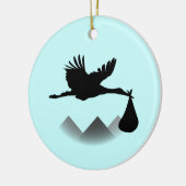 こうのとり及びベビー セラミックオーナメント (左)