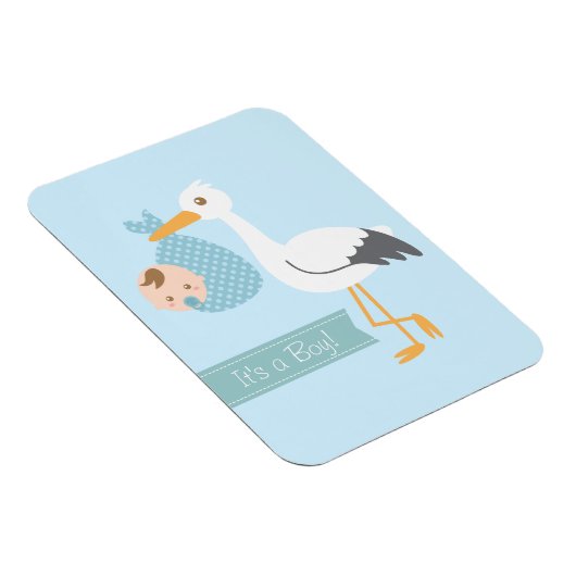 こうのとり配達かわいい男の赤ちゃんのブライダル・シャワーの好意 マグネット (右側)