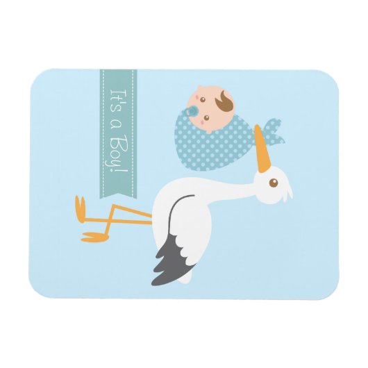 こうのとり配達かわいい男の赤ちゃんのブライダル・シャワーの好意 マグネット (横)