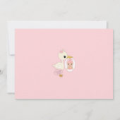 こうのとり配達ベビーシャワーの招待の女の子のピンク1A 招待状 (裏面)