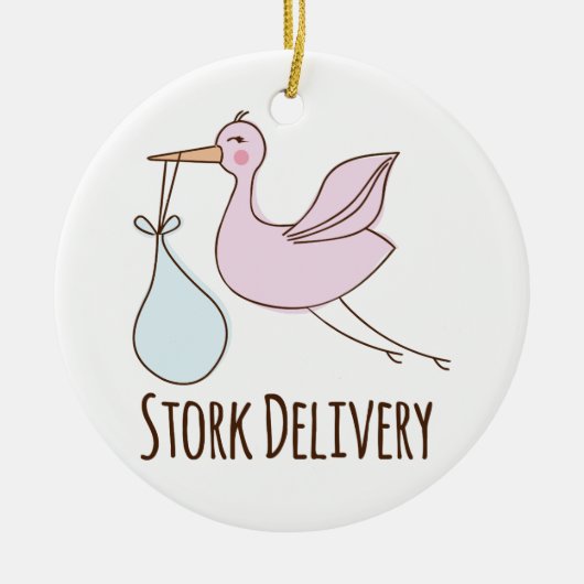 こうのとり配達 セラミックオーナメント (正面)