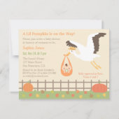 こうのとり配達Lilのカボチャベビーシャワー招待状 招待状 (正面)