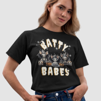 こうもりおもしろいウィッチバティBABESハロウィンマッチング Tシャツ