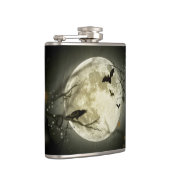 こうもりがカラスを飛ばすハロウィーン満月の前に座る フラスク (右)