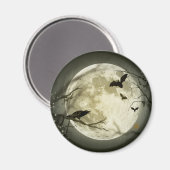 こうもりがカラスを飛ばすハロウィーン満月の前に座る マグネット (正面/裏面)