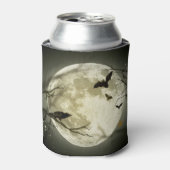 こうもりがカラスを飛ばすハロウィーン満月の前に座る 缶クーラー (缶正面)