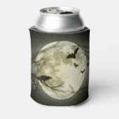 こうもりがカラスを飛ばすハロウィーン満月の前に座る 缶クーラー (缶裏面)