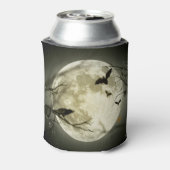 こうもりがカラスを飛ばすハロウィーン満月の前に座る 缶クーラー (缶裏面)