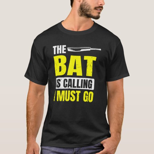 こうもりがクリケット選手に行かないと言っている Tシャツ (正面)