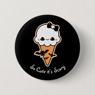 こうもりが付いているハロウィンのアイスクリームコーン 缶バッジ