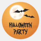 こうもりとオレンジスカイの満月ハローウィンパーティ ラウンドシール (正面)