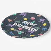 こうもりとクモでカスタマイズ可能な可愛いハロウィーン ペーパープレート (アングル)