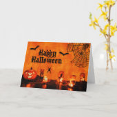 こうもりとスパイダーズおもしろいのオレンジと黒ハロウィーン カード (黄色い花)