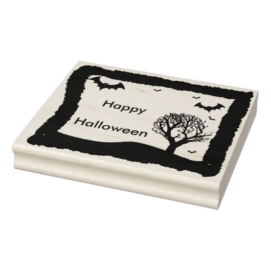 こうもりとツリーの風景2シルエットアートスタンプ ラバースタンプ (スタンプ)