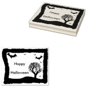 こうもりとツリーの風景2シルエットアートスタンプ ラバースタンプ (押印)