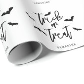 こうもりとトリックまたはスクリプトの文字ハロウィーン ラッピングペーパー (ロールコーナー)