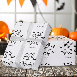 こうもりとトリックまたはスクリプトの文字ハロウィーン ラッピングペーパー