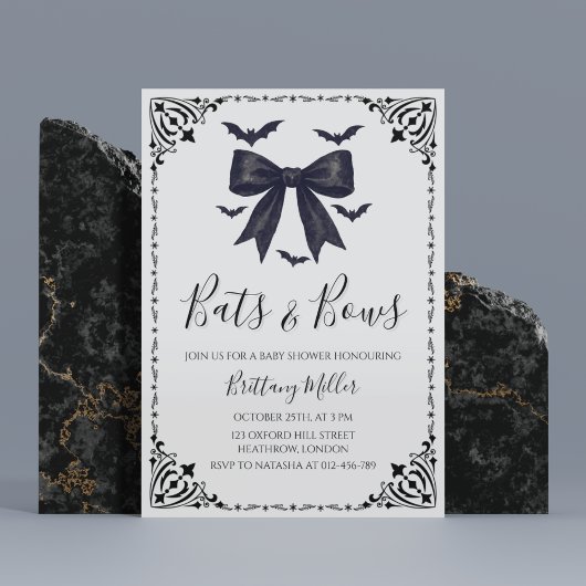こうもりとボウハロウィーンベイビーシャワー招待状 招待状