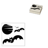 こうもりとムーンシルエットアートスタンプ ラバースタンプ (押印)