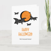 こうもりとムーンハロウィングリーティングカード カード (正面)